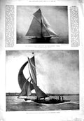 Original Old Antique Print 1896 Yacht Accident Solent Meteor Ise Baron Zedtwitz