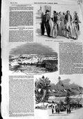 Original Old Antique Print 1852 French Costume Senators Canoes Lawrence Quebec