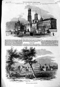 Original Old Antique Print 1856 Kremlin Moscow Tower Ivan King Bells Petrovski