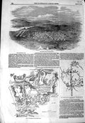 Original Old Antique Print 1852 British Camp Kaffir War Map Wache-Em-Betje Cape
