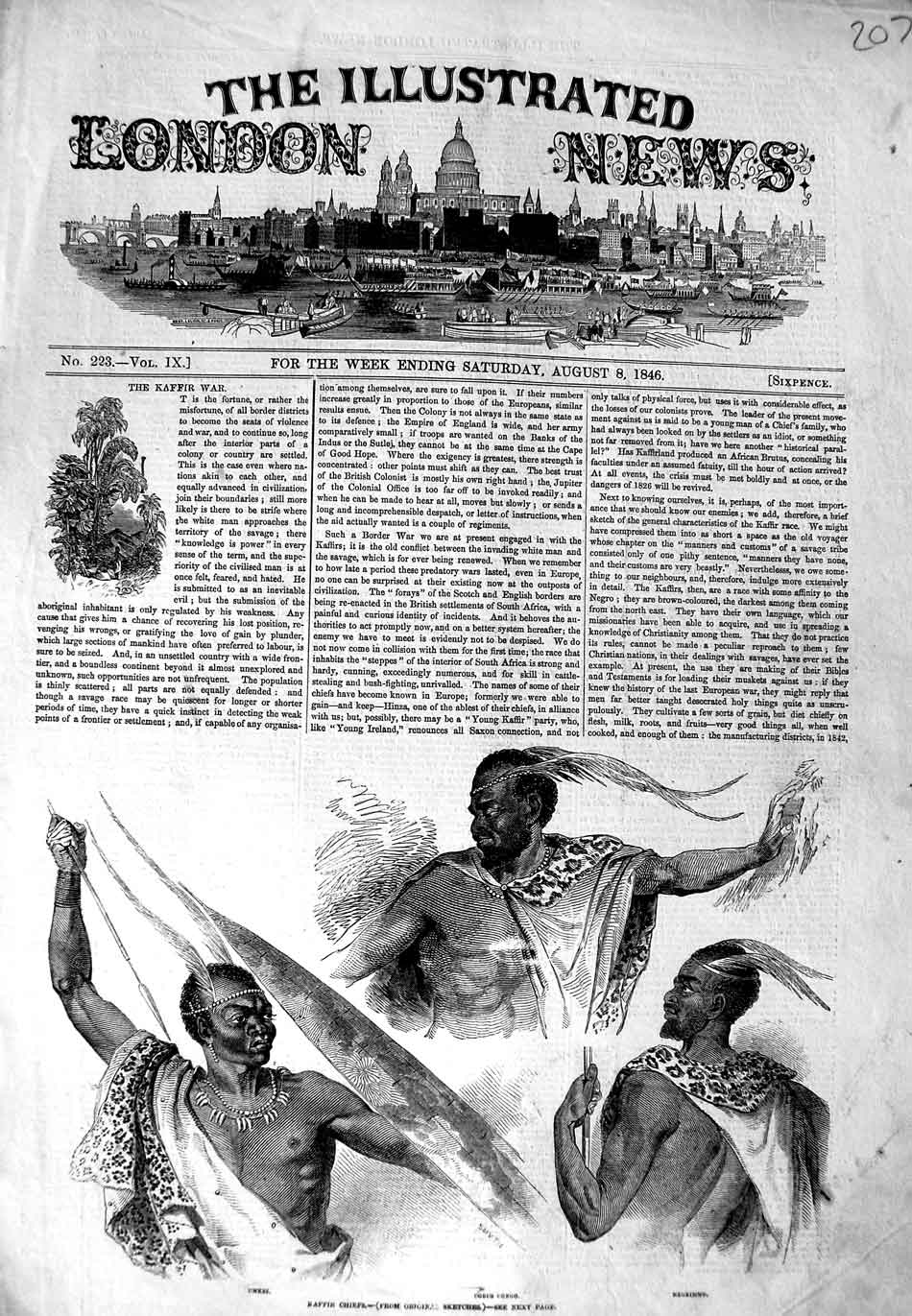 Old Antique Print 1846 Kaffir Chiefs Cobus Congo Negrimmo Umkel Natives 19th