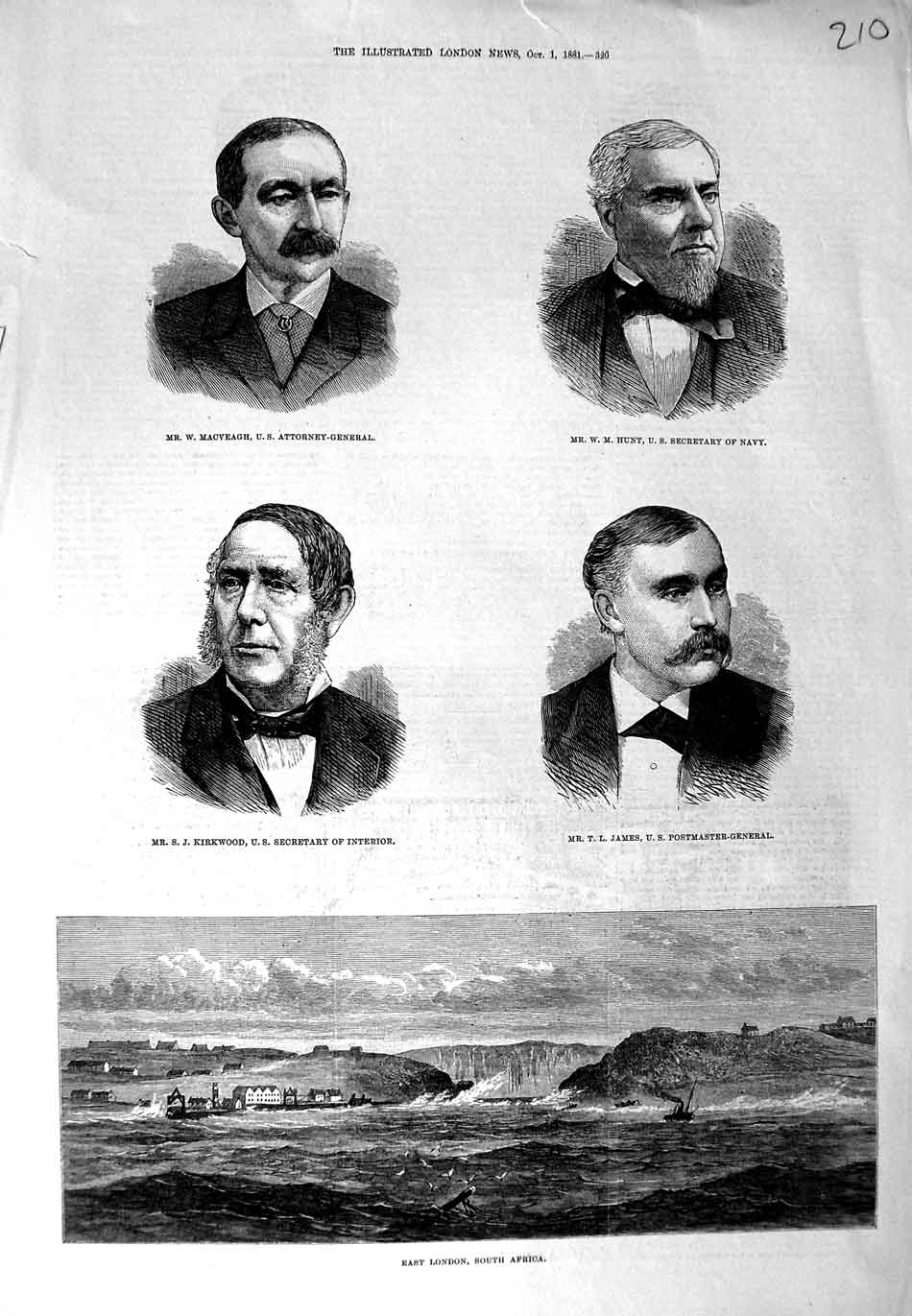 Original Old Antique Print Macveagh Irkwood Hunt James 1881 London South Africa