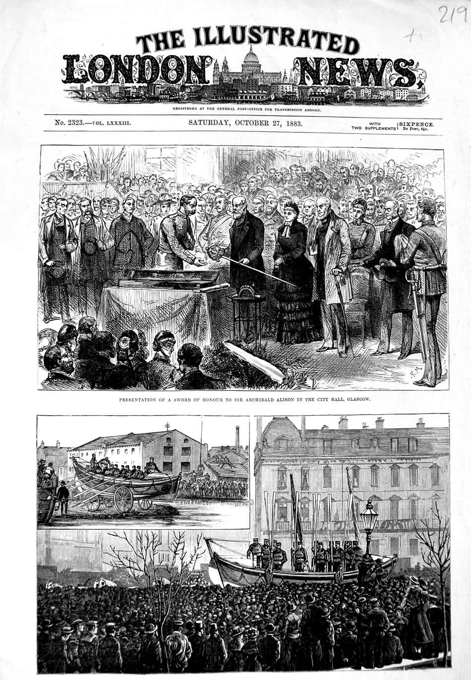 Original Old Antique Print Life-Boat Manchester 1883 Archibald Alison Glasgow