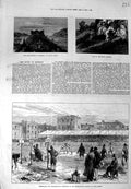 Original Old Antique Print 1875 Ephesus Cave Sleepers Lillie-Bridge Wrestling