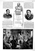 Original Old Antique Print Christie Trelawny Monument Cruikshank 1881 Ireland