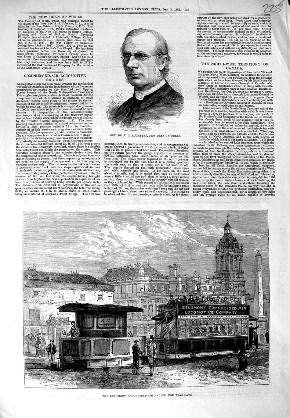 Original Old Antique Print 1881 Plumptre Dean Wells Beaumont Tramway Engine