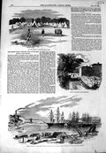 Original Old Antique Print 1852 John Bowes Ship Ireland Riots Bridge Clare Camp