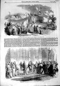 Original Old Antique Print 1852 Agriculture Meeting Galway Lieutenant College