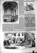 Original Old Antique Print 1852 Church Cambridge Kilkenny Election Battle Abbey