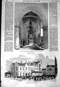 Original Old Antique Print 1854 Wellington Church Brighton Tynemouth Election