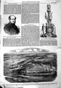 Original Old Antique Print 1858 Earl Mugrave Graving Dock Meadowshire Glasgow