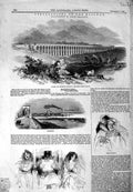Original Old Antique Print 1844 London Brighton Railway Ouse Viaduct Shoreham