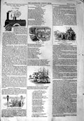 Original Old Antique Print 1846 Train London Electric Telegraph Omnibus River