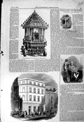 Old Antique Print 1846 Money-Order Office British Museum Juggernaut Car 19th