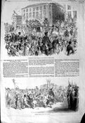 Old Antique Print 1852 Queen Isabella Spain Church Atocha Madrid Children 19th