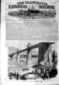 Original Old Antique Print 1852 Queen Visit Brittania Tubular Bridge Ship River