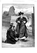 Original Old Antique Print 1893 Davidson Knowles Fine Art Sailor Lady Romance