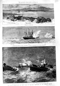 Old Antique Print 1888 Berehaven Bantry Ships Iris Mersey Ireland Black 19th