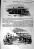 Original Old Antique Print 1847 Grand Review Royal Artillery Woolwich War 19th