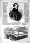 Original Old Antique Print 1846 Major General Henry Smith Wellington Barracks
