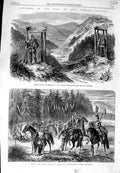 Old Antique Print 1866 War Outpost Prussian Grenadiers Lancers Bohemian 19th