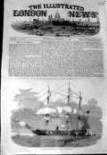 Original Old Antique Print 1856 H.M. Screw Steam Frigate War Ship Shannon 19th