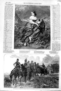 Original Old Antique Print 1852 Siers Horses War Cora Beautiful Lady Woman 19th