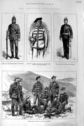 Old Antique Print 1881 Border Rifles Officers Scottish Volunteers Balmer 19th
