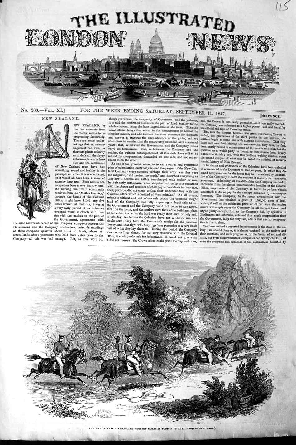 Original Old Antique Print 187 War Kaffirland Cape Mounted Rifles Horses Army
