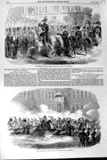 Original Old Antique Print 1856 Emperor Russia Petersburg Winter Palace Cavalry
