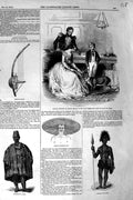 Original Old Antique Print 1846 African War Dress Costume King Cazelle Denham