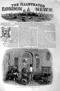 Original Old Antique Print 1846 Christmas Snow Family Home Dogs Duncan 19th