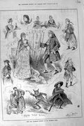 Original Old Antique Print 1886 Owl Dramatic Society St. George'S Hall Garrick