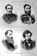 Original Old Antique Print 1873 Royal Academy Clarendon Lyttelton Davis Barlow