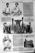 Old Antique Print 1852 Coombes Cole Boat Race Bust Riddle Masonic Plate 19th