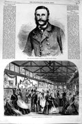 Original Old Antique Print 1864 David Llewellyn Surgeon Alabama Aldershot Camp