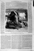 Original Old Antique Print 1852 Royal Academy Smith Art Hagar Girl Woman 19th