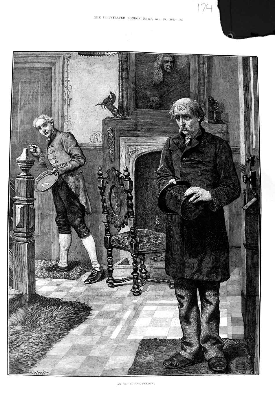 Original Old Antique Print 1883 Fine Art Weekes School Fellow Men Victorian