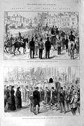 Old Antique Print 1884 Funeral Duke Albany Seaforth Highlanders Windsor 19th