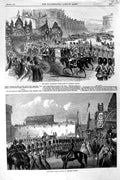 Original Old Antique Print 1863 Bridal Procession George'S Chapel Wedding Party