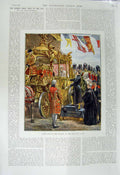 Original Old Antique Print 1887 Queen Victoria England Visit City London Colour