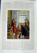 Original Old Antique Print 1887 Princess Victoria News Accession Throne Colour