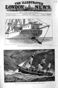 Original Old Antique Print 1881 Steering Spar Ship Bucchante Sea Storm Squail