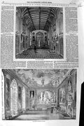 Original Old Antique Print 1851 Windsor Castle Queen Presence Guard Chamber
