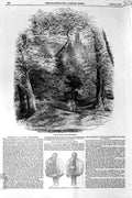 Original Old Antique Print 1852 Windsor Castle London Trees Slopes Broad-Swords