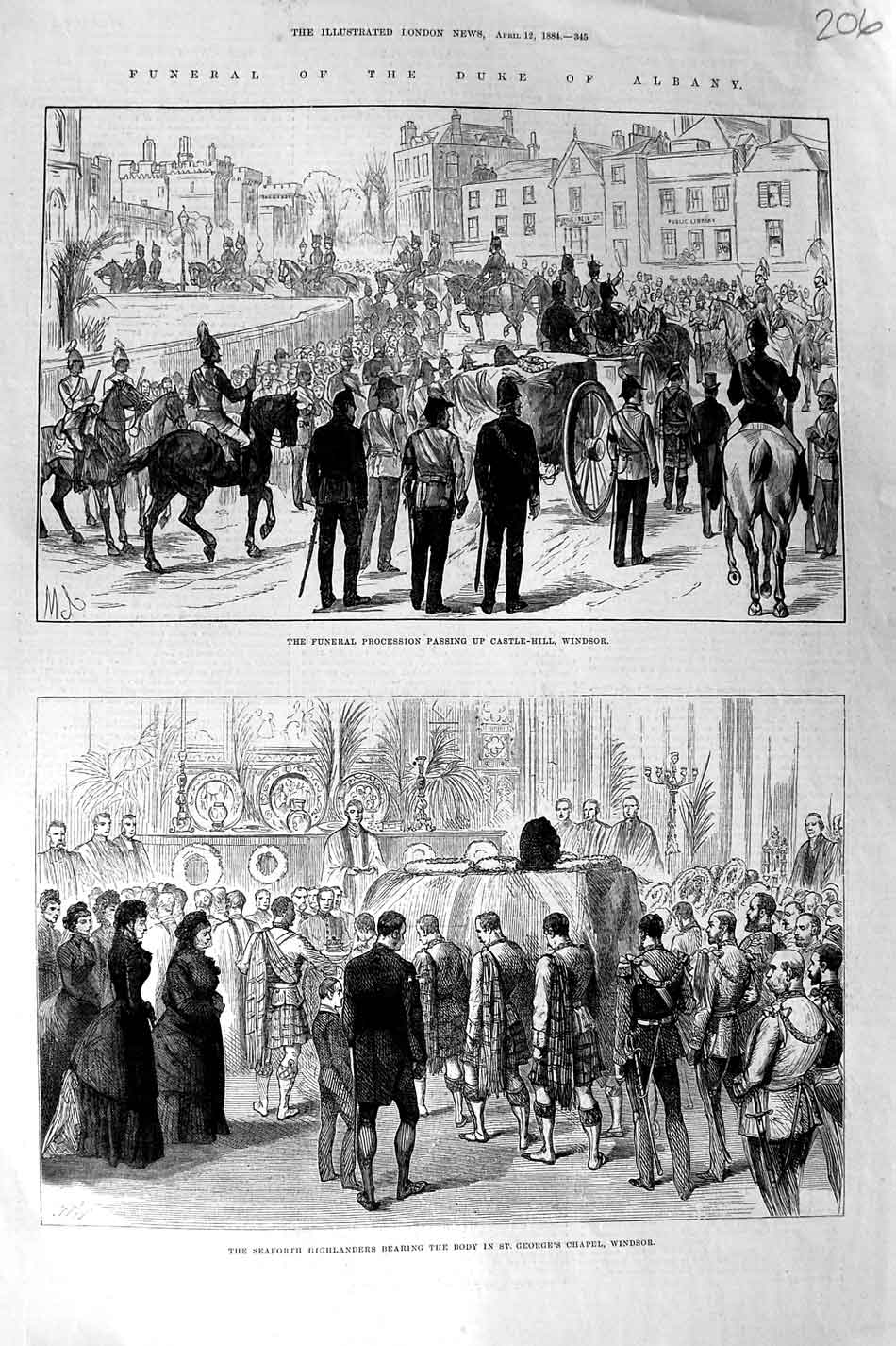 Antique Print Ref.482 1884 Funeral Duke Albany Windsor Seaforth Highlanders