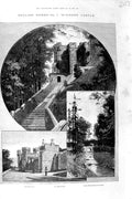 Original Old Antique Print 1885 Windsor Castle London Private Garden Tower 19th