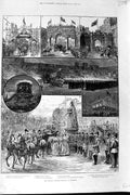 Original Old Antique Print 1887 Queen Jubilee Festival Windsor Rowing Eton Boys