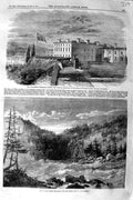 Old Antique Print 1860 Niagara River Canada Parliament Buildings Quebec 19th