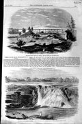 Original Old Antique Print 1856 Railway Canada Chaudiere River Cheshire Bridge